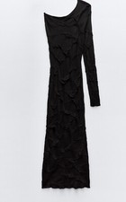 Zara Black Asymmetric Knit Dress Size Small 