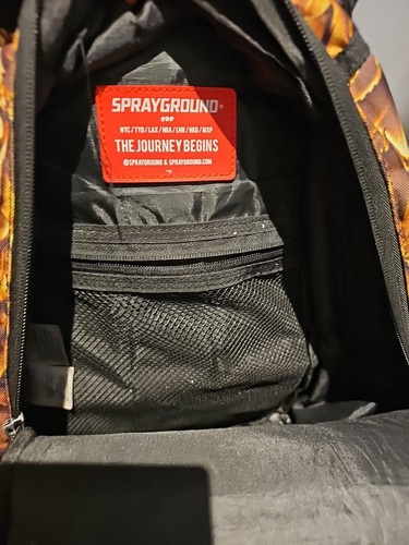 Sprayground Backpack Bookbag Laptop Bag Wing Flames Brown Orange Needs Attention - Picture 17 of 24