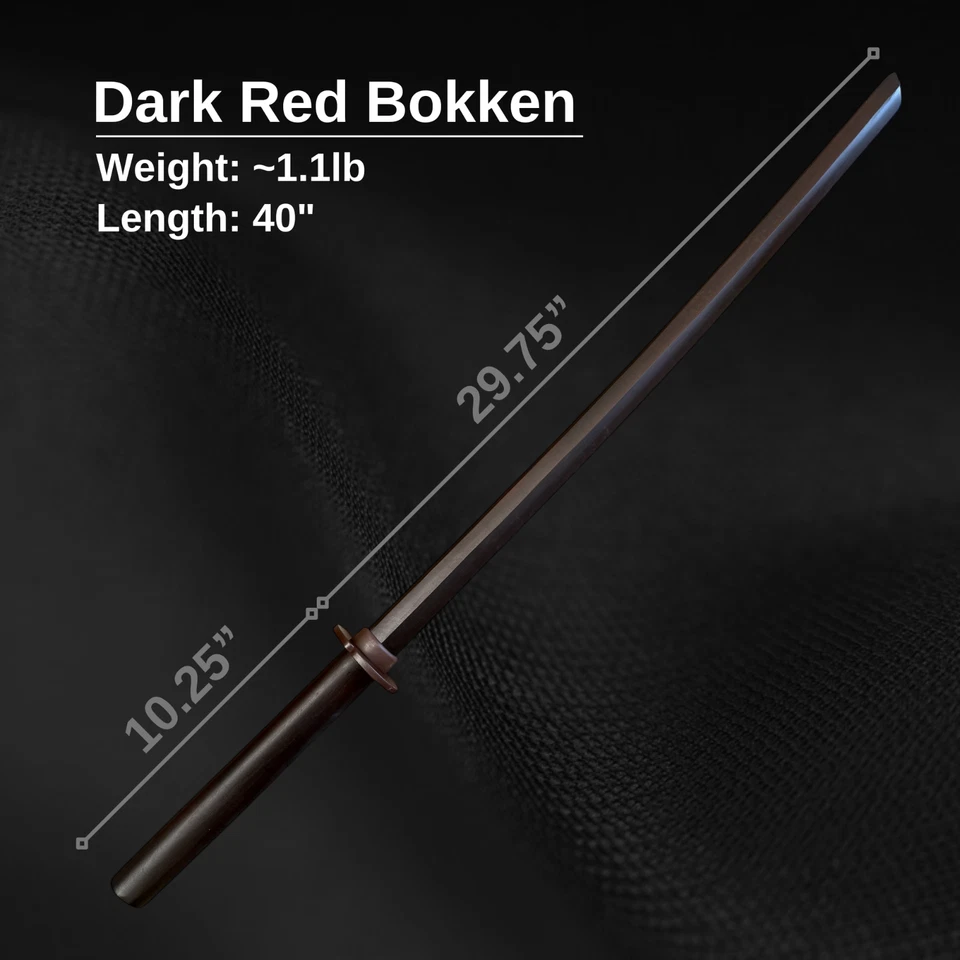 E-BOGU пара красных дубовых боккенов ручной работы (39 дюймов) | деревянные тренировочные мечи - Изображение 4 из 4