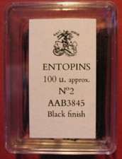 BLACK STEEL ENTOMOLOGY / INSECT PIN  38mm x 0.45mm 100 pins Size  2  SOLID HEAD