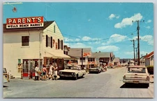 Wells Beach Maine Business District Old Phone Booths Parents Market Postcard S5