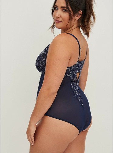 Torrid Mesh Bodysuit Blue Silver Moon Stars NWT New 0X - Picture 2 of 4