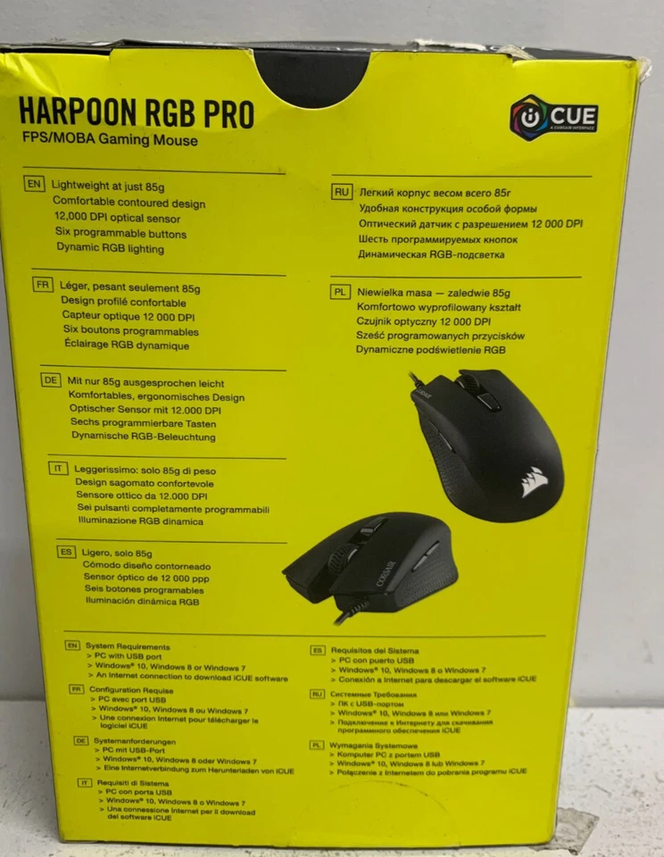 CORSAIR HARPOON PRO RGB Wired Lightweight FPS/MOBA Gaming Mouse, 12K DPI - Black - Image 3 of 4