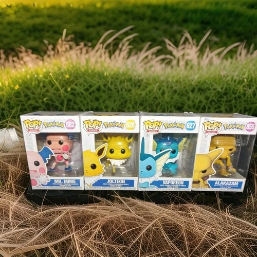 Funko Pop Pokemon Lot of 4: Jolteon 628 Vaporeon 627 Alakazam 855 Mr. Mime 582