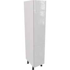 Fully Assembled 400mm Kitchen Tall Larder Unit With Gloss Light Grey Doors