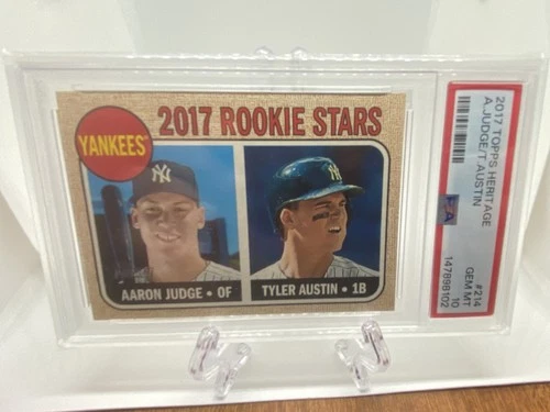 2017 Topps Heritage Rookie Stars Aaron Judge, Tyler Austin #214 (RC) PSA 10 Card
