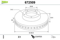 2X Bremsscheibe Coated Valeo 672509 FüR Nissan Qashqai 1 J10 NJ10 Trail 2 T31