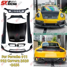 Front Rear Lip Spoiler Wing BodyKit Dry Carbon Fiber For Porsche 911 992 Carrera