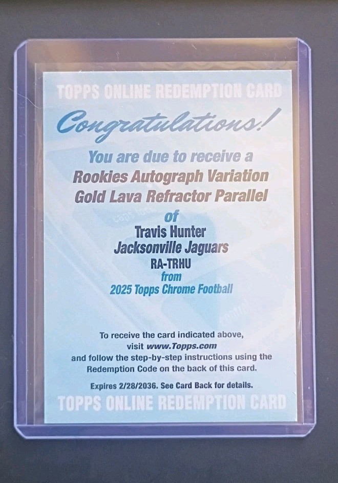 2025 Topps Chrome Travis Hunter Gold Lava Var. RC Auto Jaguars /50 Jaguars 