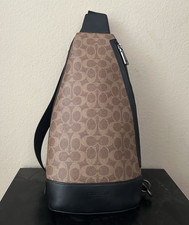 Coach Signature Logo Sling Crossbody Bag Brow...