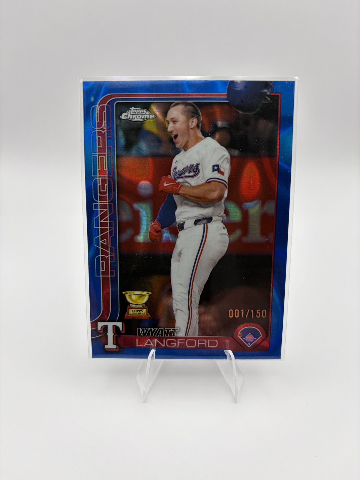2025 Topps Chrome - Wyatt Langford #68 Blue RayWave Refractor 1/150 Bookend