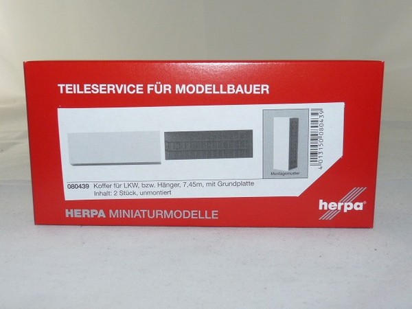 Herpa 080439 Koffer Mit Grundplatte (7,45M) Inhalt: 2 StüCk 1:87 NEU + OVP-image
