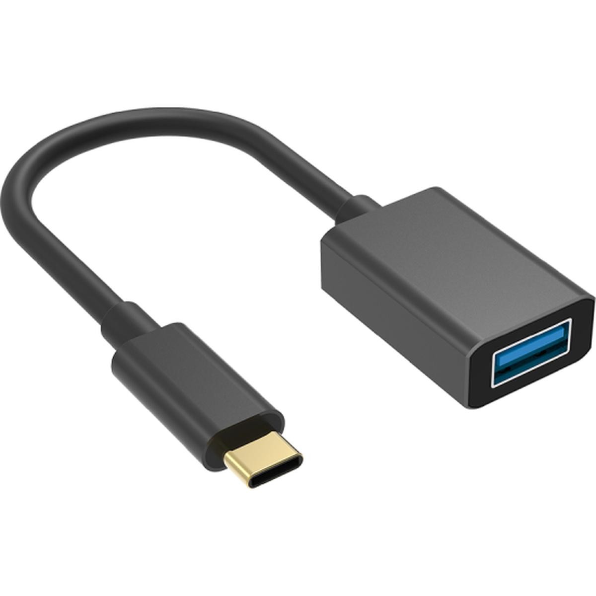 Adaptateur USB C vers USB 3.0 BigBen Connected, cable de 15 cm noir pour transfert rapide de donnees