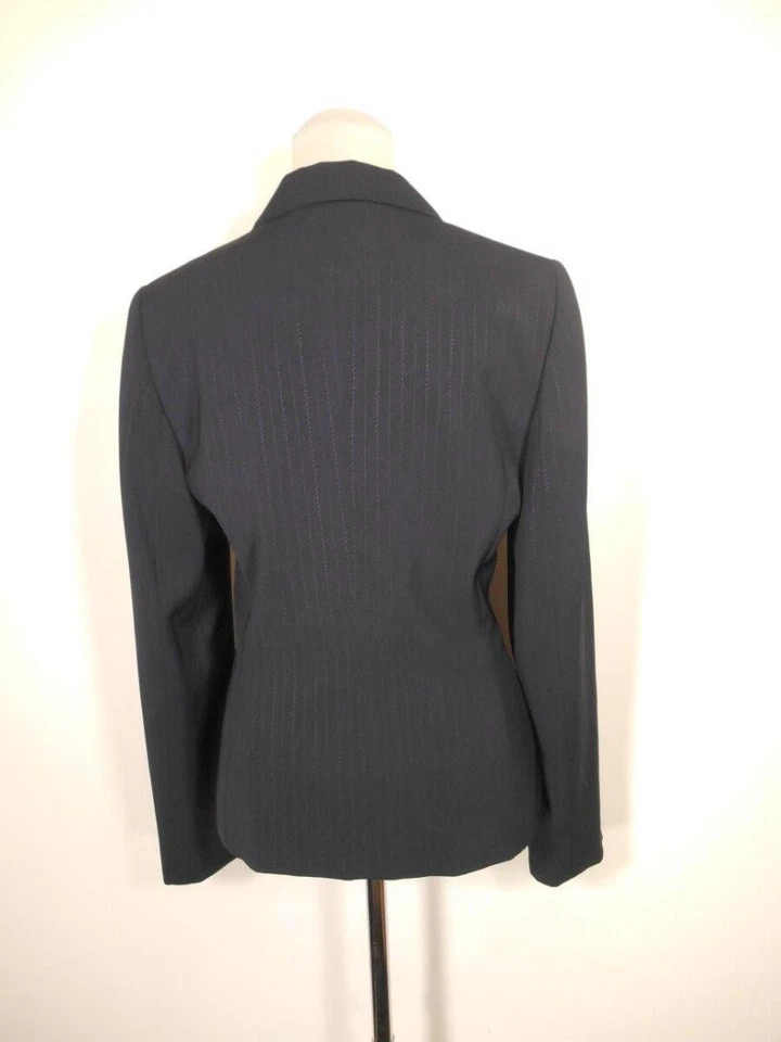 Hermosa Chaqueta Blazer Para Mujer Talla 8 Jones Nueva York Azul Rayas Débiles Botón Foto 3 de 4