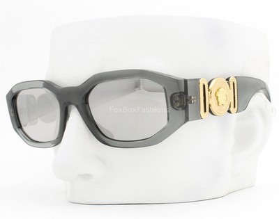 Versace Biggie Sunglasses Transparent Gray Gold Medusa VE 4361 311/6G w/case