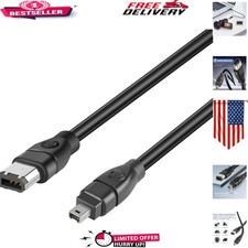 6ft Firewire 4 Pin to 6 Pin iLink Cable for Fast Data Transfer Between Devices