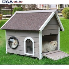 Feral Cat House Outdoor Escape Door Waterproof Windproof Easy Clean Large Size