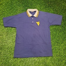 VTG 80s West Virginia WVU Mountaineers Polo Shirt Mens Small Made in USA