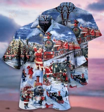 Train To Christmas Hawaiian Shirt Unisex Full Size Adult Colorful HW2141