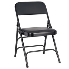 Vinyl Cushion Folding Metal Chair with Steel Frame by Chivari