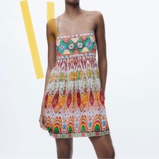 Zara NWT boho dress, sequined embroidery size XL