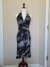 Teeze Me Halter Midi Dress Sz S Babydoll Asymmetric Ruffle Hem Asian Y2K Floral