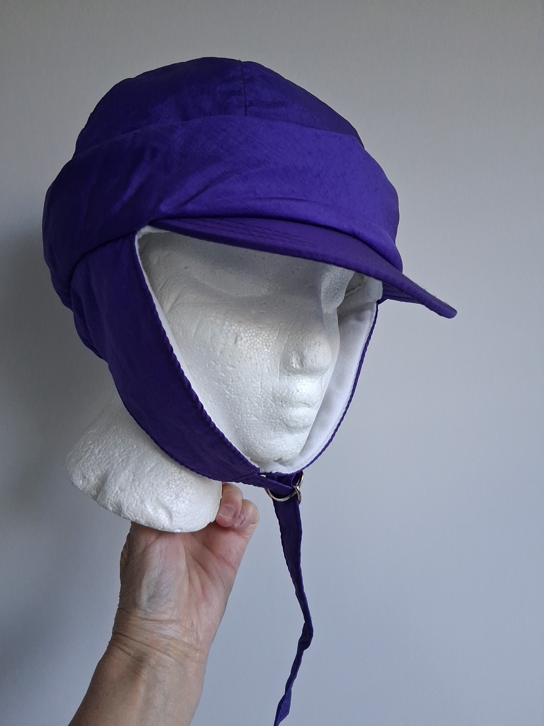 Fera Skiwear O/S PurpleViolet Winter Hat Ear Flaps Nylon Cotton Fleece Lined 25"