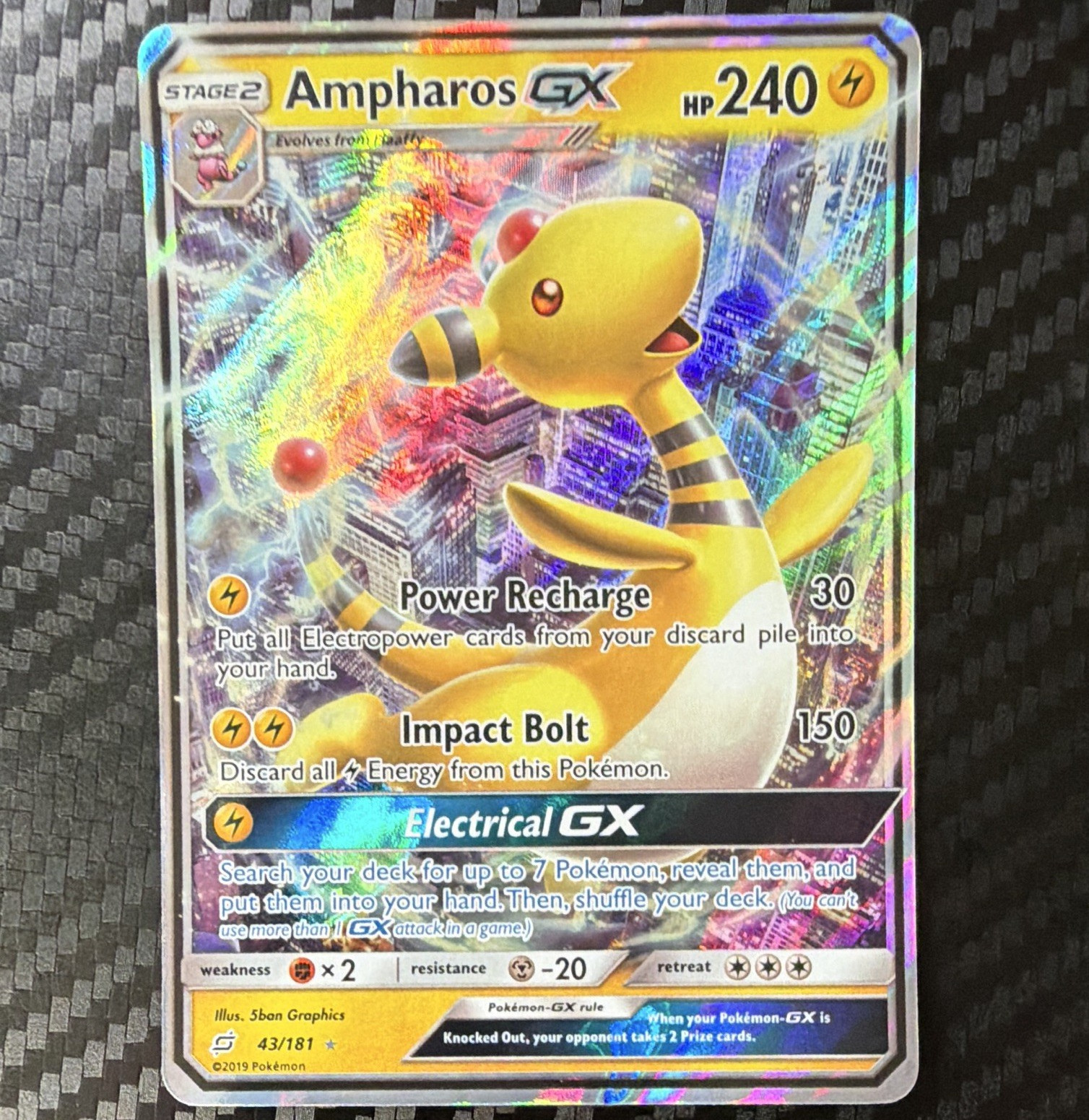 Pokémon TCG Ampharos GX 43/181 SM-Team Up Holo Ultra Rare 240HP Eng 2019