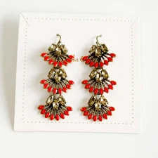 New Stella&Dot Floral Statement Drop Earrings Retro Women Party Vacation Jewelry