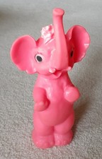 Vintage Rubber/Vinyl Pink Elephant Squeeze Toy - 10 inches tall