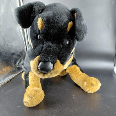 Vintage Douglas Rottweiler Dog Plush Stuffed Animal Realistic Medium Black 17''