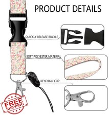 SUPSLOTH Cute ID Badge Holder Lanyard, Retractable Reel, Pink Flower