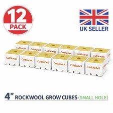 Rockwool 4" Inch x12 Small Hole - Cultiwool Rockwool Cubes 12 Pieces Small Hole