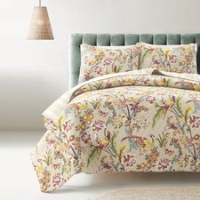 Dolores Reversible Cotton Quilt King Size 3 Piece Set Neutral Multi - Tropic...