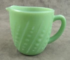 VINTAGE JADEITE GREEN GLASS HOBNAIL BEAD & BAR MILK PITCHER  4.5" 20 ounce