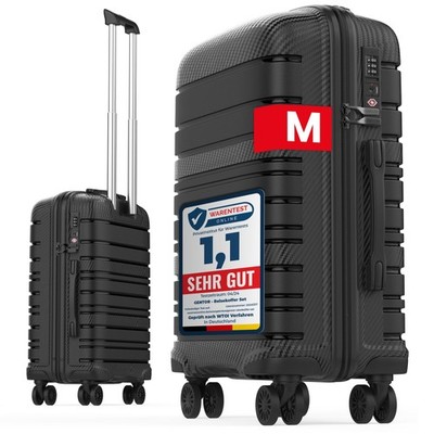 Hartschalenkoffer Koffer Reisekoffer Trolley Rollkoffer Handgepäck Schwarz in M