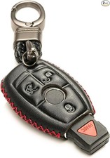 Leather Keyless Entry Remote Control Smart Key Case CoverBlack/Red