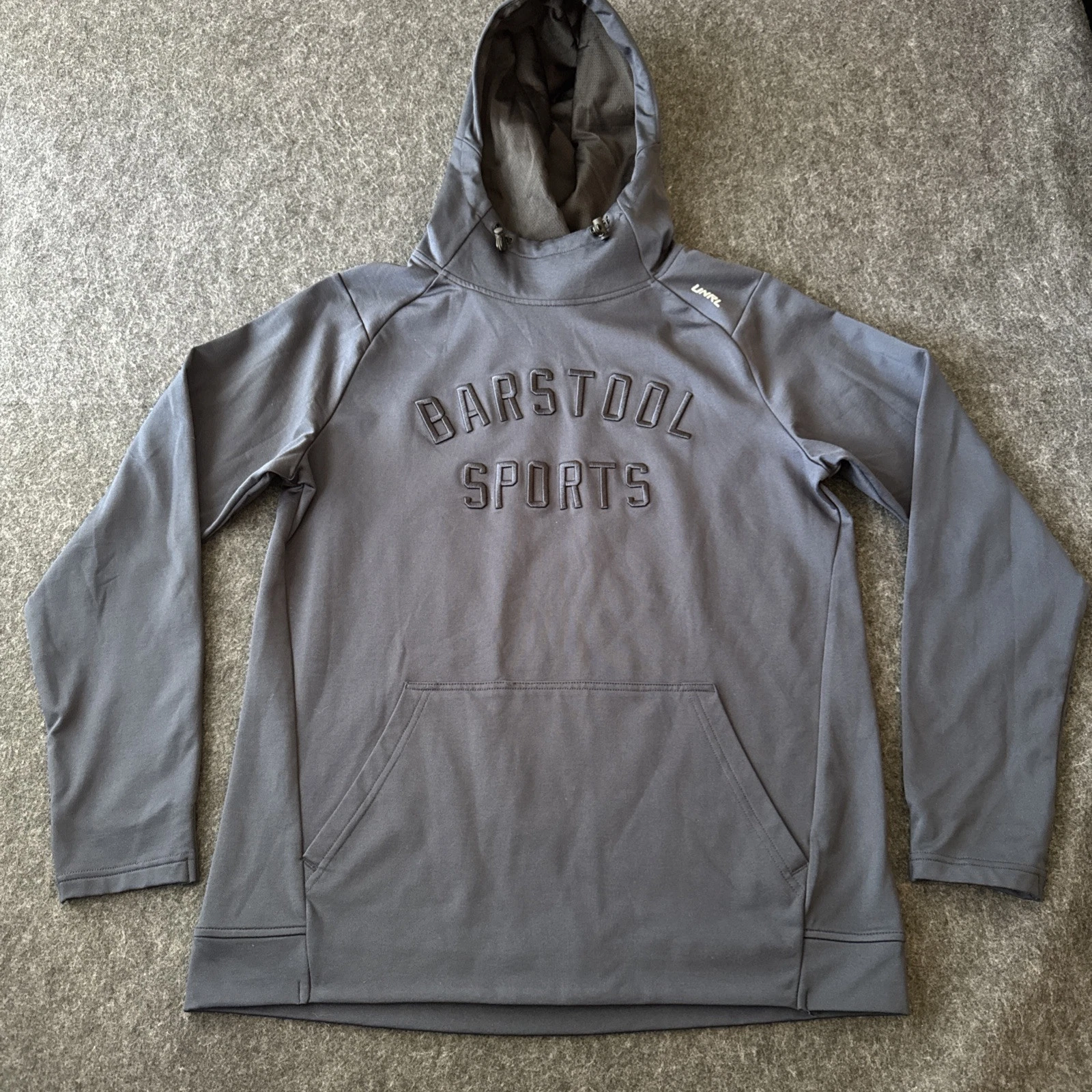 UNRL X Barstool Sports Tech Hoodie Men Sz S Navy Blue Performance Stretch Dave P