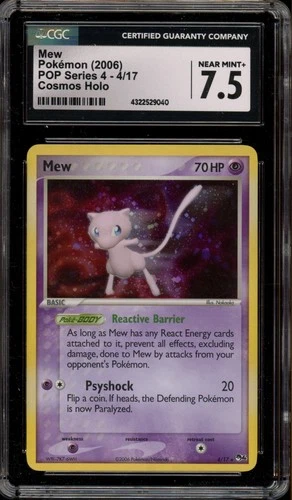 Pokemon Mew POP Series 4 Cosmos Holo Rare #4 CGC 7.5