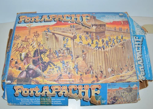 Vintage 1981 MARX FORT APACHE Playset Cowboys Indians Toy Soldiers