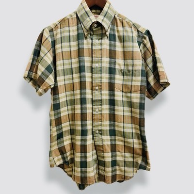 Vtg 1960s McGregor Million Mile Scotset Sz Small 14 1/2 Plaid SS Shirt