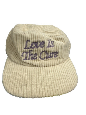 Obey Love is the Cure Hat Embroidered Corduroy Cap White Deep Pile