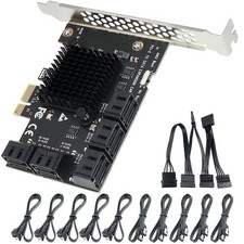 10 Port SATA PCIe Expansion Card, 6Gbps PCI Express x1 to SATA 3.0 Controller...