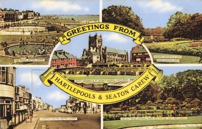 Hartlepool & Seaton Carew Multiview 60er Jahre Postkarte (Ref 5436/25/W7)