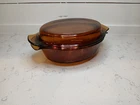 Anchor Hocking 433 Amber Glass Brown Casserole Dish 1.5qt Oval w/ Lid Vintage