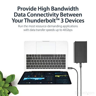 StarTech.com Active 40Gbps Thunderbolt 3 Cable 3.3ft/1m TBLT3MM1MA - Black