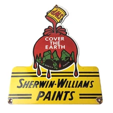 Vintage Sherwin Williams Paints Sign - Gas Oil Pump Porcelain Advertising Sign
