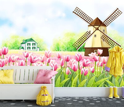 3D Windmill House O2178 Wallpaper Wall Murals Removable Wallpaper Sticker Eve
