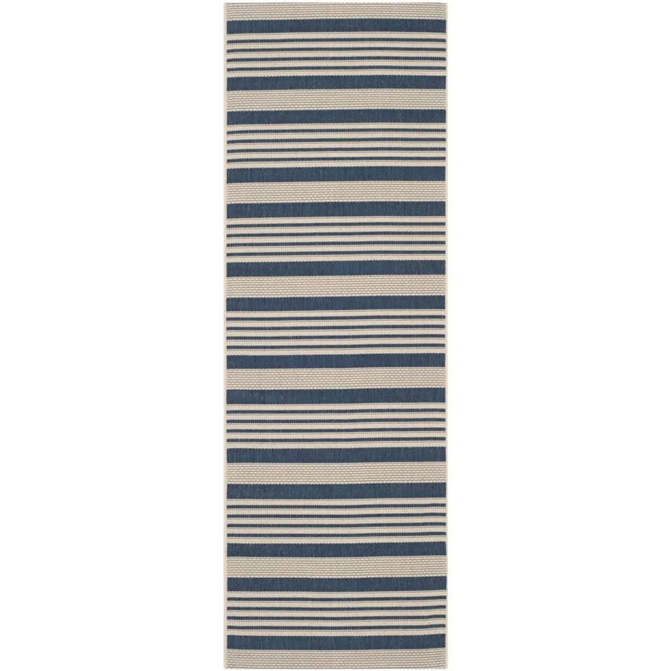 SAFAVIEH Indoor Outdoor CY6062-268 Courtyard Navy / Beige Rug - Image 4 of 4