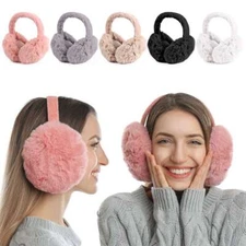 Winter Women Girls Warm Faux Fur Ear-Muffs Soft Plush Earmuffs Foldable Earflaps